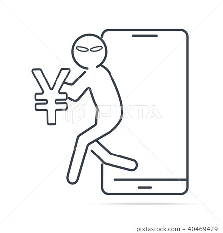 Hacker stealing  from smartphone and Yen or Yuan C 40469429