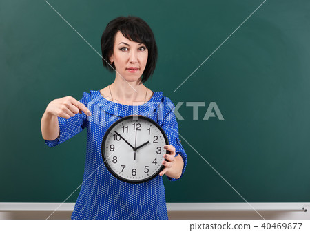 girl teacher posing chalk Board learning concept 40469877