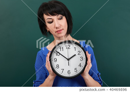 girl teacher posing chalk Board learning concept 40469896