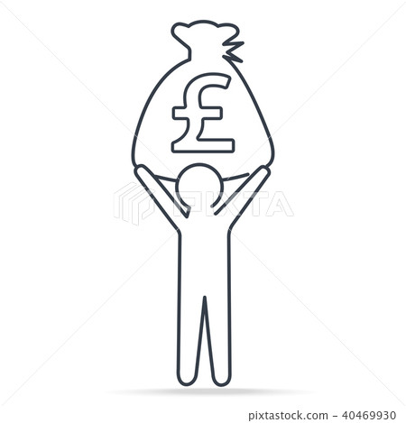 Man carrying Pound GBP currency in bag money icon 40469930