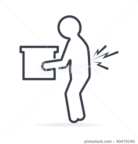 Man carrying box and injured of the back pain icon 40470240