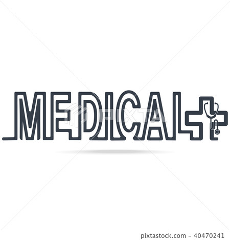 Mecical icon, text and Stethoscope line style icon 40470241