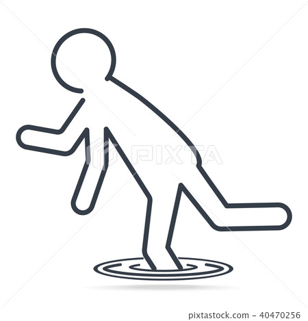 Man falling into hole icon, warning symbol Man falling into hole icon, warning symbol 40470256