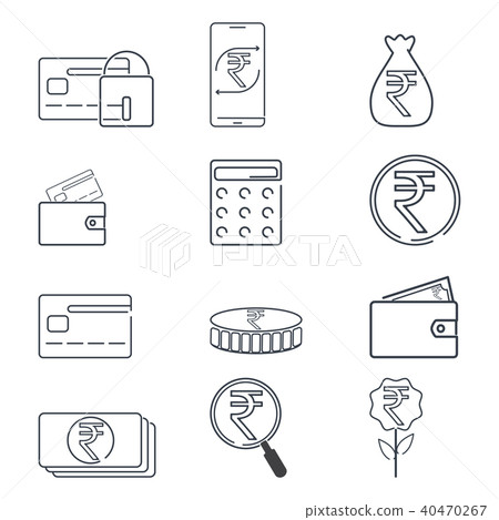 Set of finance and Rupee INR sign icon Set of finance and Rupee INR sign icon 40470267