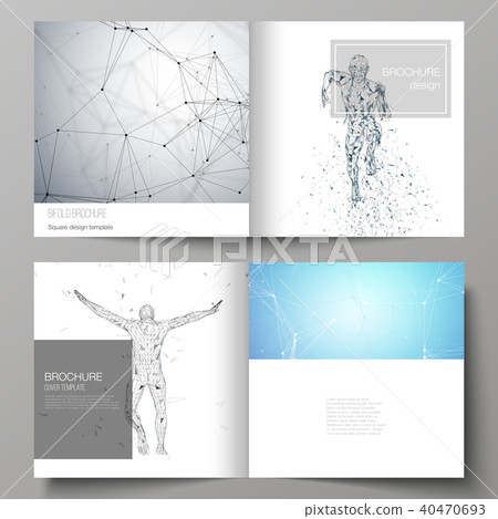 The vector illustration of editable layout of two covers templates for square design bifold brochure The vector illustration of editable layout of two covers templates for square design bifold brochure 40470693