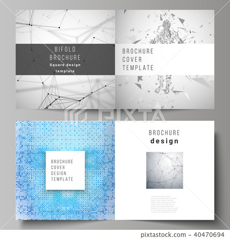 The vector illustration of editable layout of two covers templates for square design bifold brochure The vector illustration of editable layout of two covers templates for square design bifold brochure 40470694