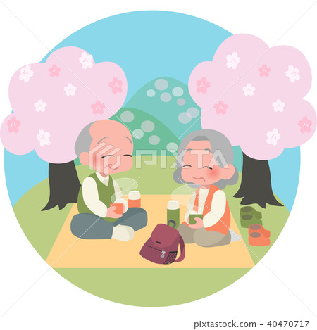 Elderly people enjoying cherry blossom viewing Elderly people enjoying cherry blossom viewing 40470717
