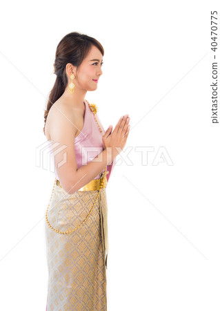 Women stand wearing traditional cloth Thailand 40470775