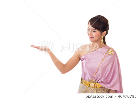 Women stand wearing traditional cloth Thailand  Women stand wearing traditional cloth Thailand  40470783