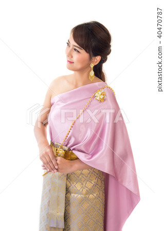 Women stand wearing traditional cloth Thailand  40470787