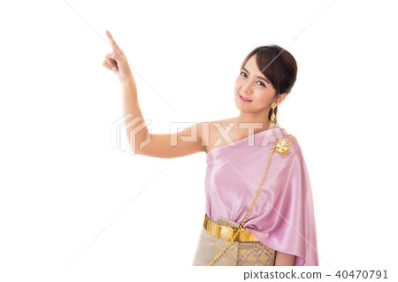 Women stand wearing traditional cloth Thailand  40470791