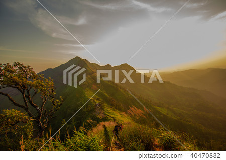 beautiful sunrise on mountain 40470882