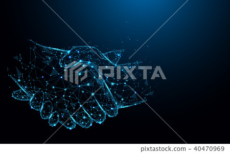 Business handshake lines and triangles, point. Business handshake lines and triangles, point. 40470969