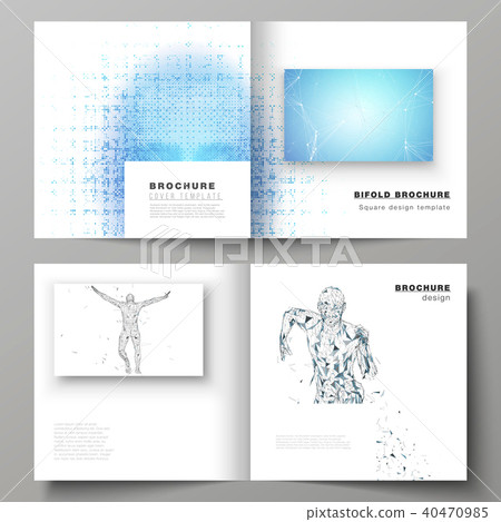 The vector illustration of editable layout of two covers templates for square design bifold brochure The vector illustration of editable layout of two covers templates for square design bifold brochure 40470985