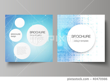 The minimal vector illustration of editable layout of two square format covers design templates for 40470986