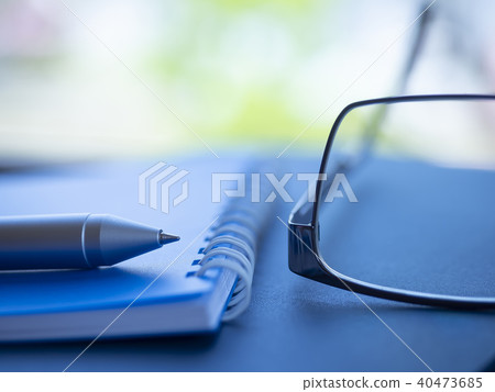 Business image · glasses · notebook · fresh green 40473685