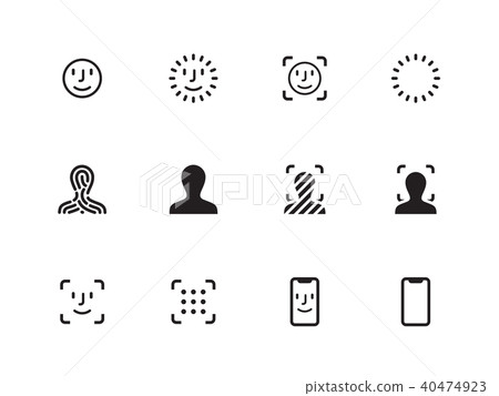 Face Scanning icons on white background. Vector illustration. Face Scanning icons on white background. Vector illustration. 40474923