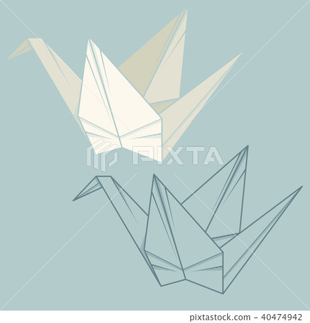 Set illustration paper origami of crane. Set illustration paper origami of crane. 40474942