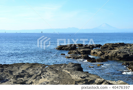 神奈川縣三浦市的第一個聲音小鎮的黑崎富士山風景 40476397