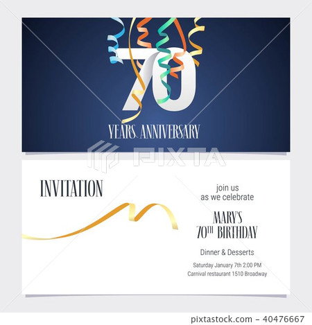 70 years anniversary invitation vector 40476667