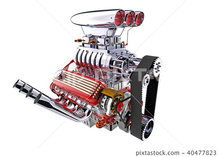 Hot rod engine isolated. 3D render Hot rod engine isolated. 3D render 40477823