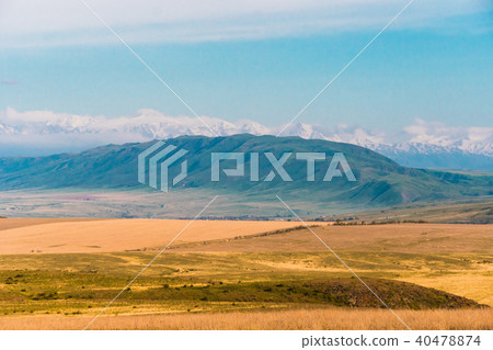 Panorama of a beautiful landscape with mountain ranges in Kazakhstan 40478874
