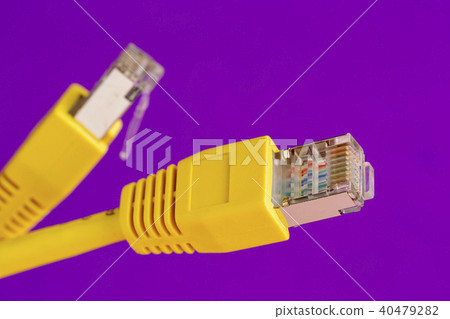 Two yellow ethernet connectors 40479282