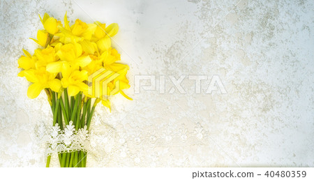 narcissus bouguet with lace  40480359