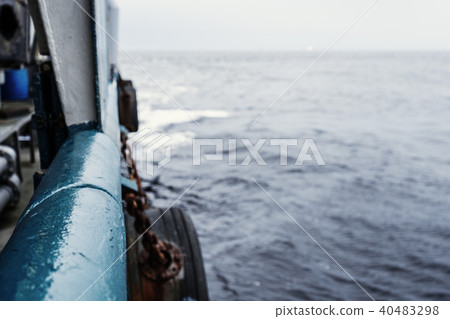 View from ship or vessel deck to open sea - heavy duty work at sea 40483298