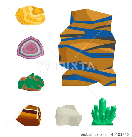 Semi precious gemstones vector stones and mineral stone isolated dice colorful shiny crystalline 40483740