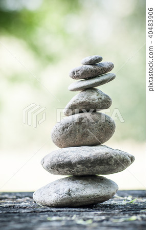 stones balance on wooden table stones balance on wooden table 40483906