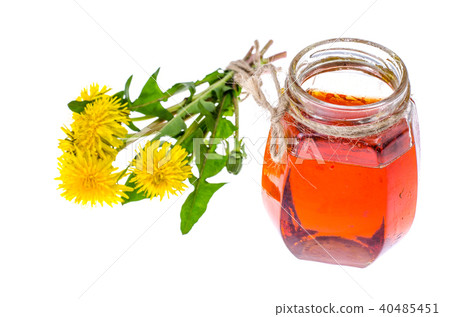 Medicinal plants, dandelion, flowers, honey in glass jar 40485451