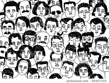 seamless pattern of a crowd of many people 40487350