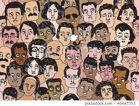 seamless pattern of a crowd of many people 40487353