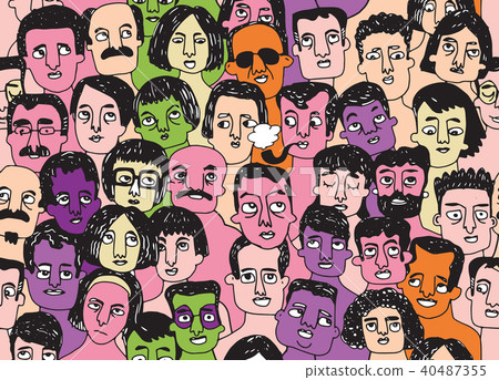 seamless pattern of a crowd of many people 40487355