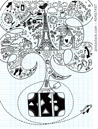 World Travel Set. Hand drawn simple vector World Travel Set. Hand drawn simple vector 40487497