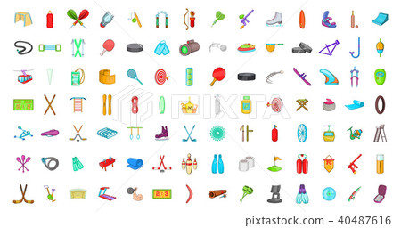 Sport equipment icon set, cartoon style Sport equipment icon set, cartoon style 40487616