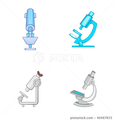 Microscope icon set, cartoon style 40487655