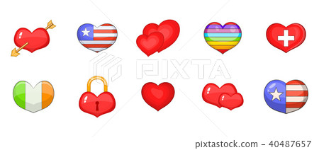 Heart icon set, cartoon style Heart icon set, cartoon style 40487657