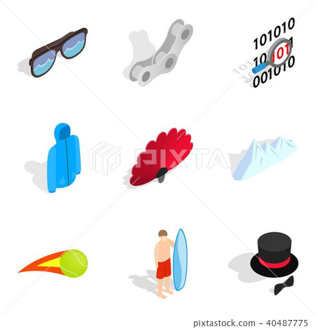 Amusement icons set, isometric style 40487775