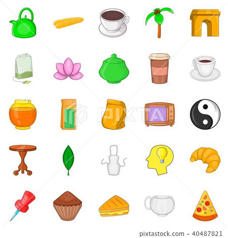 Coffee colored icons set, cartoon style 40487821