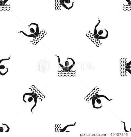 Swimmer in a swimming pool pattern seamless black Swimmer in a swimming pool pattern seamless black 40487845