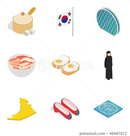 Asian country icons set, isometric style Asian country icons set, isometric style 40487872