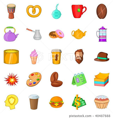 Collecting coffee icons set, cartoon style 40487888
