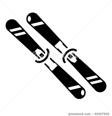Skiing icon, simple black style 40487940