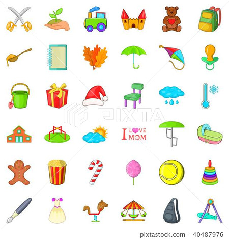 Autumn day icons set, cartoon style Autumn day icons set, cartoon style 40487976
