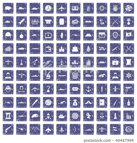 100 combat vehicles icons set grunge sapphire 40487994