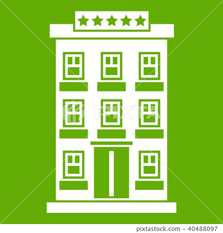 Hotel building icon green 40488097