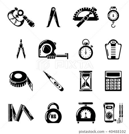 Measure precision icons set, simple style Measure precision icons set, simple style 40488102