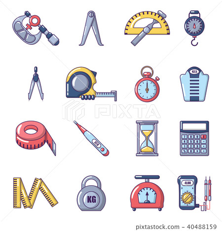 Measure precision icons set, cartoon style Measure precision icons set, cartoon style 40488159